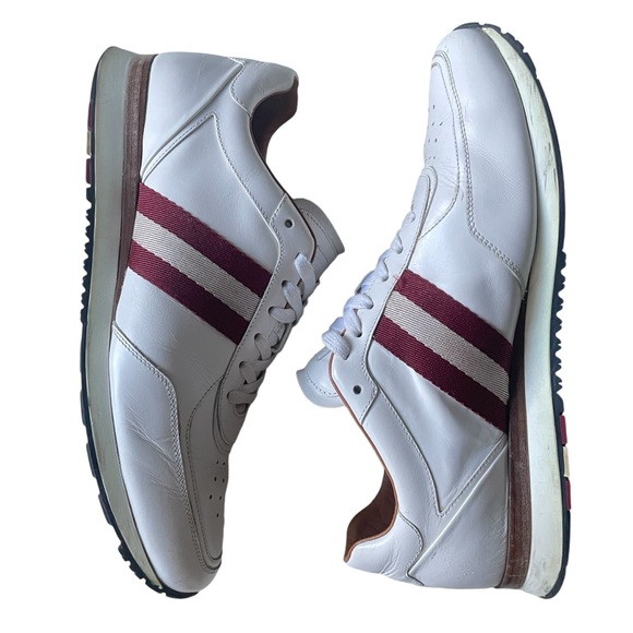 BALLY Men’s Ascar Classic White Leather Low Top Sneakers Size 11US - Picture 1 of 9